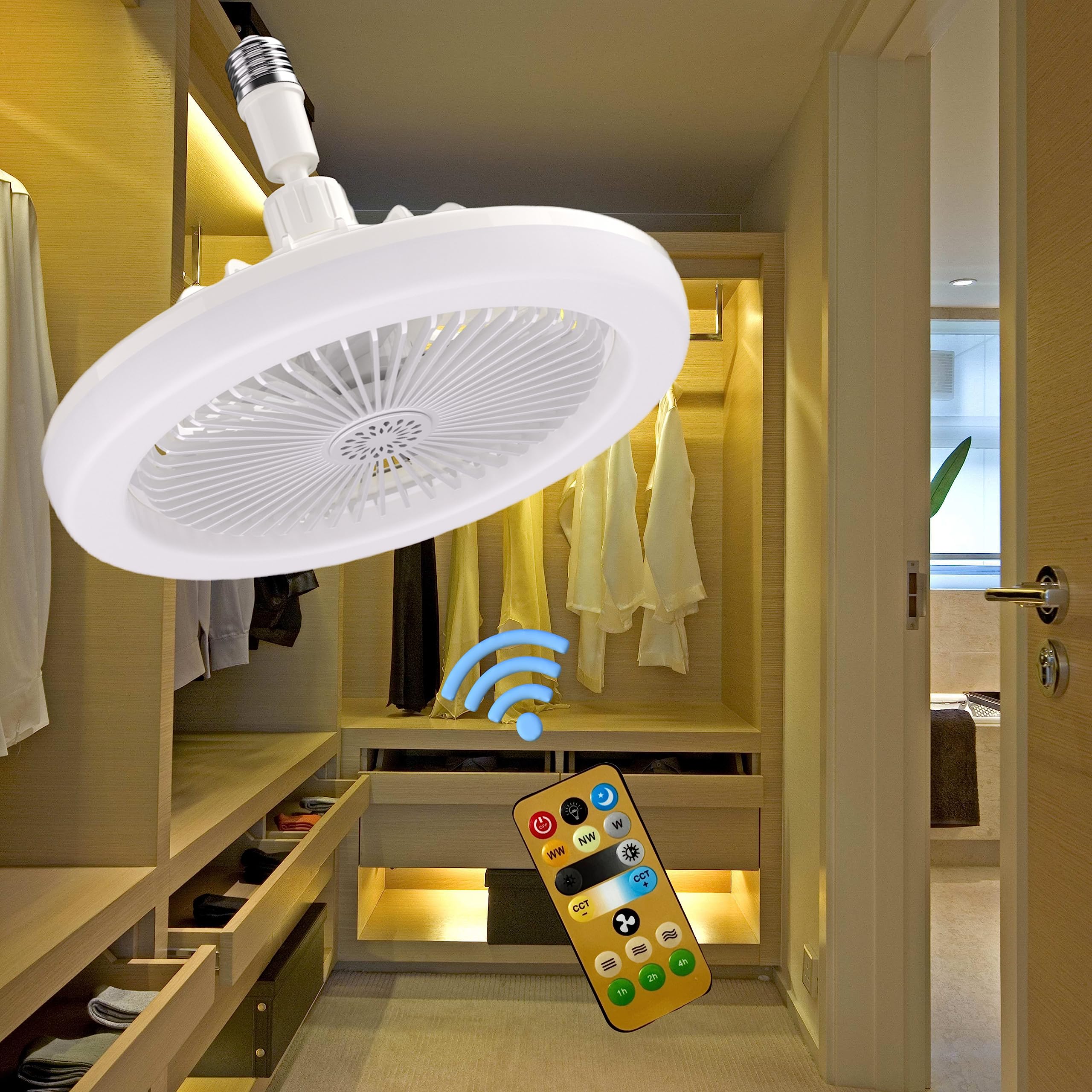 WOTOFULIN Socket Fan Light 10 Inches Socket Fan Ceiling Fan with Light ...