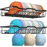 Nicetree Hat Rack for Wall - 2 Pack Metal Hat Organizer for Baseball Caps - Heavy Duty Wall Mounted Baseball Cap Organizer and Hat Storage for Closet Wall or Bedroom - Holds 48 Caps,Black