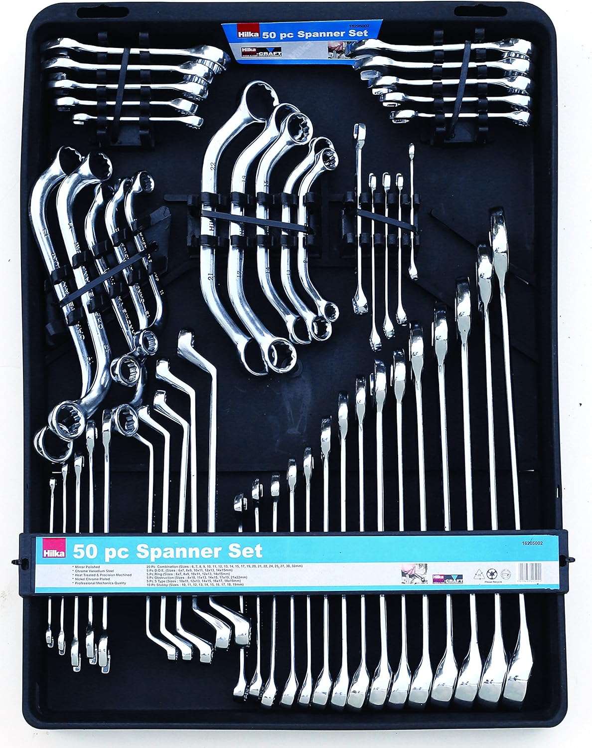 Hilka 16205002 Metric Spanner Set, Chrome