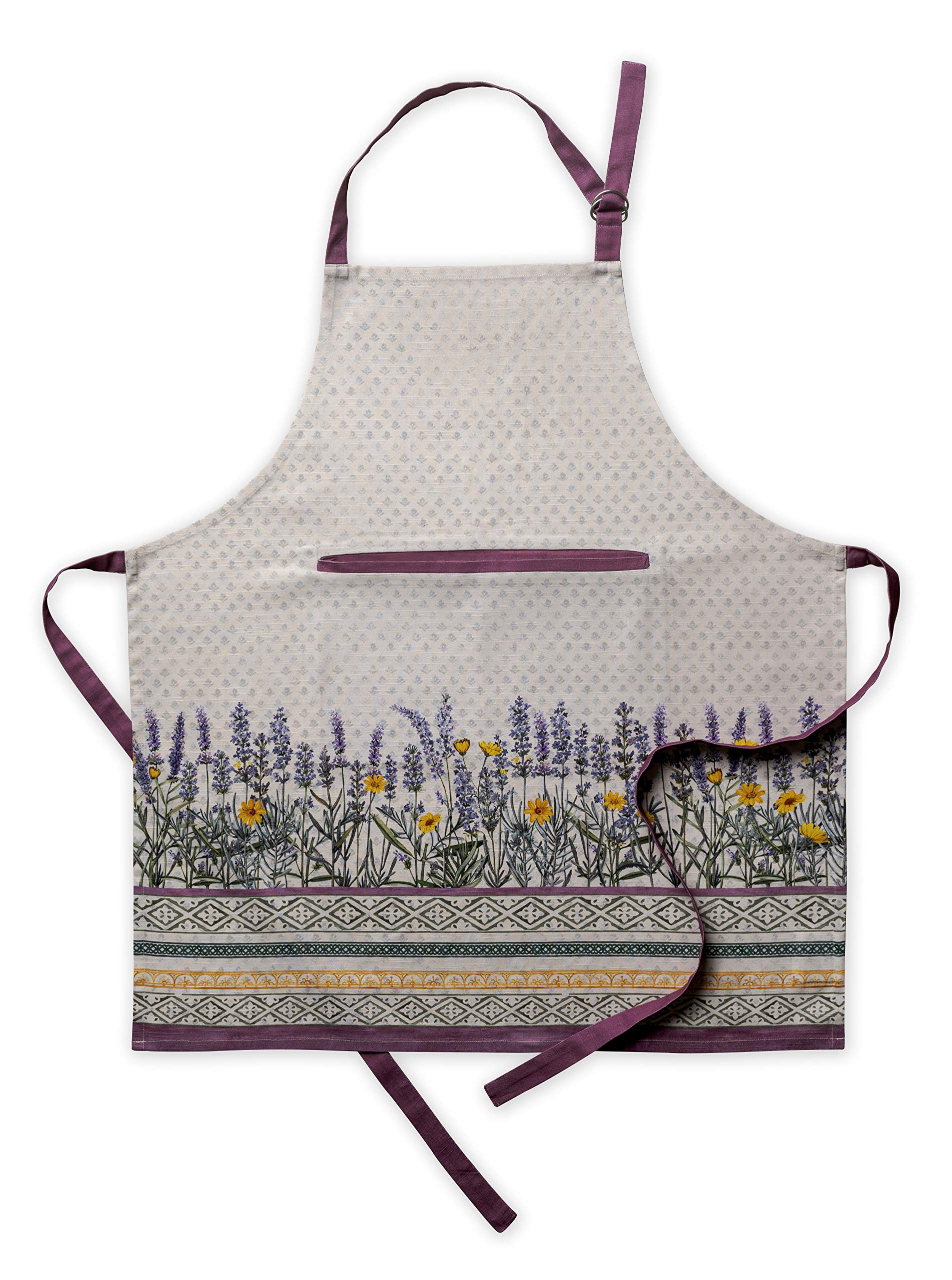 Maison d' Hermine 100% Cotton Apron for women with Pocket Kitchen Chef Spring/Summer Apron for Men Cooking Gardening Server Waitress Maid - (Fanny Lavender, 85 cm x 70 cm)