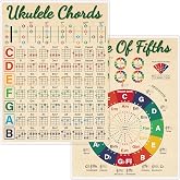 Gethelud Ukulele Chords Cheat Sheet, Double Side Laminated Chord Chart Poster for Beginner, Ukulele Scales Circle of Fifths Wheel Chart for Music Theory (A4 Size, 8.5&rdquo; x 11&rdquo;)