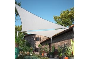ShadeMart 8' x 8' x 8' Grey Triangle Sun Shade Sail SMSLT Canopy Fabric Cloth Screen, Water Air Permeable & UV Resistant, Heavy Duty, Carport Patio Outdoor - (We Customize Size)
