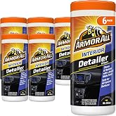 Armor All Interior Detailer Wipes for Vinyl, Rubber, 25 Count, 6 Pack | Pre-Moistened Interior Car Wipes, Streak Free, Use on Dashboard, Tech Screens, Use on Cars, Trucks, Motorcycles, Car Cleaning