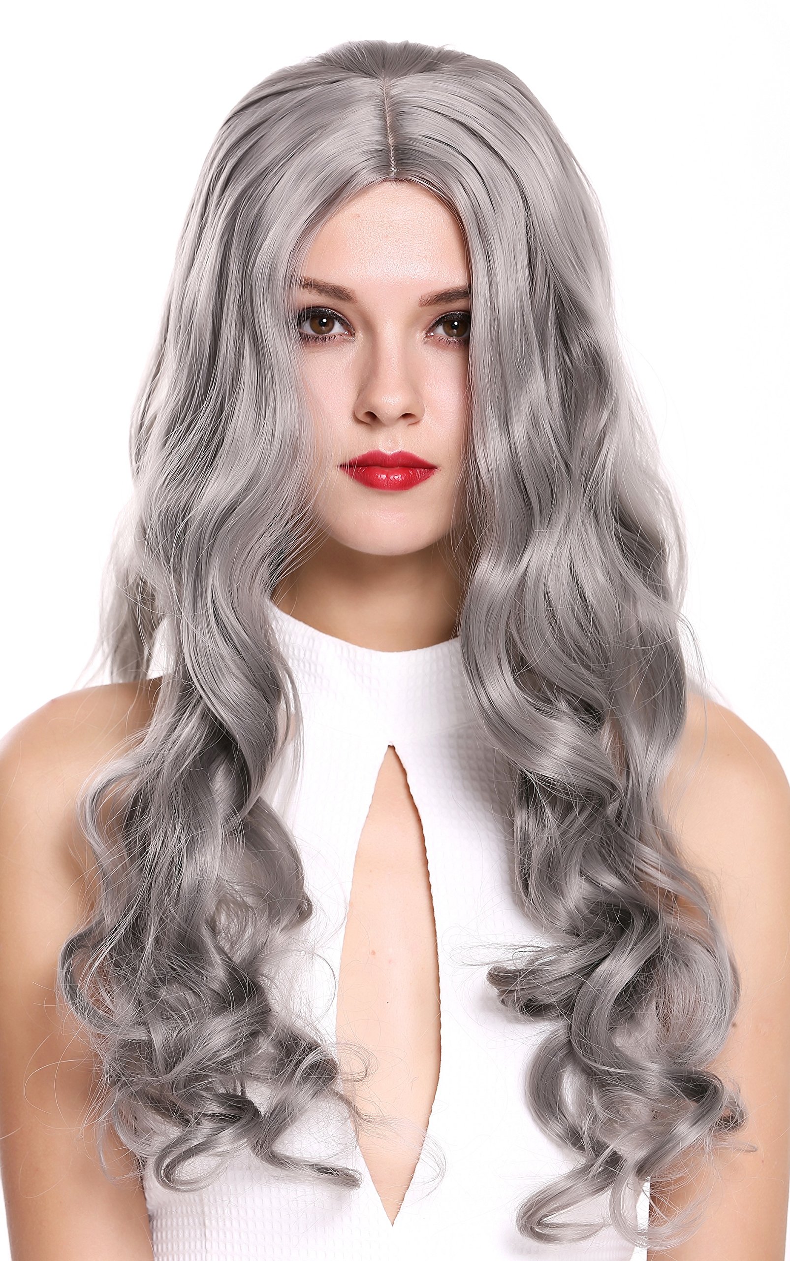 WIG ME UP - 6070-701 Lady Quality Wig long wavy middle-parting silvery gray