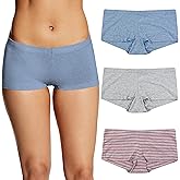 Maidenform Women's Underwear Boy Shorts Pack, 3-Pack, Stretch Cotton Underwear Women Pack, Comfy Boy short Panties for Women