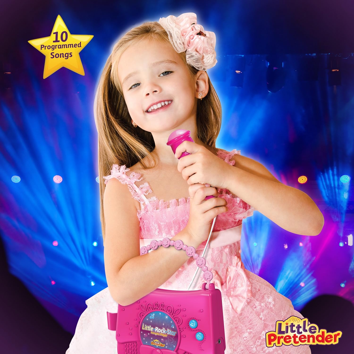 Kids Karaoke Machine for Girls - Little Rock Star Music Player - 10 Programmed Songs - iPod Holder - AUX Cable and Batteries Included: Toys & Games