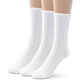 Silky Toes Mens Rayon From Bamboo Ribbed Dress Crew Socks 3 or 6 Pairs Calf Socks