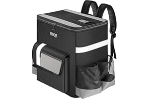 BOQZ Thermal Food Delivery Backpack w/Cup Holders Insulated Pizza Delivery Bag Mesh Pocket and Receipt Window Waterproof Cooler Bag for Outdoors,Doordash, Uber, Postmates, Instacart