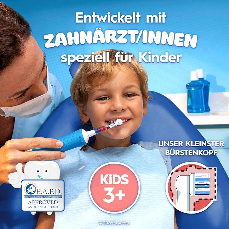 Pro Kids 3+ Spiderman Elektrische Zahnbürste Kinder, Blau/Rot