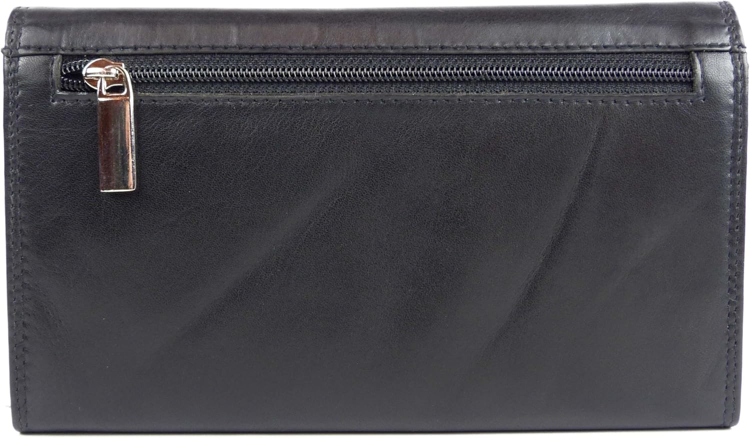 London Leathergoods Ladies Soft Large Leather Flap-Over Purse/Wallet, Dark Red, 17.5cm x 10cm / 7" x 4" - Image 5