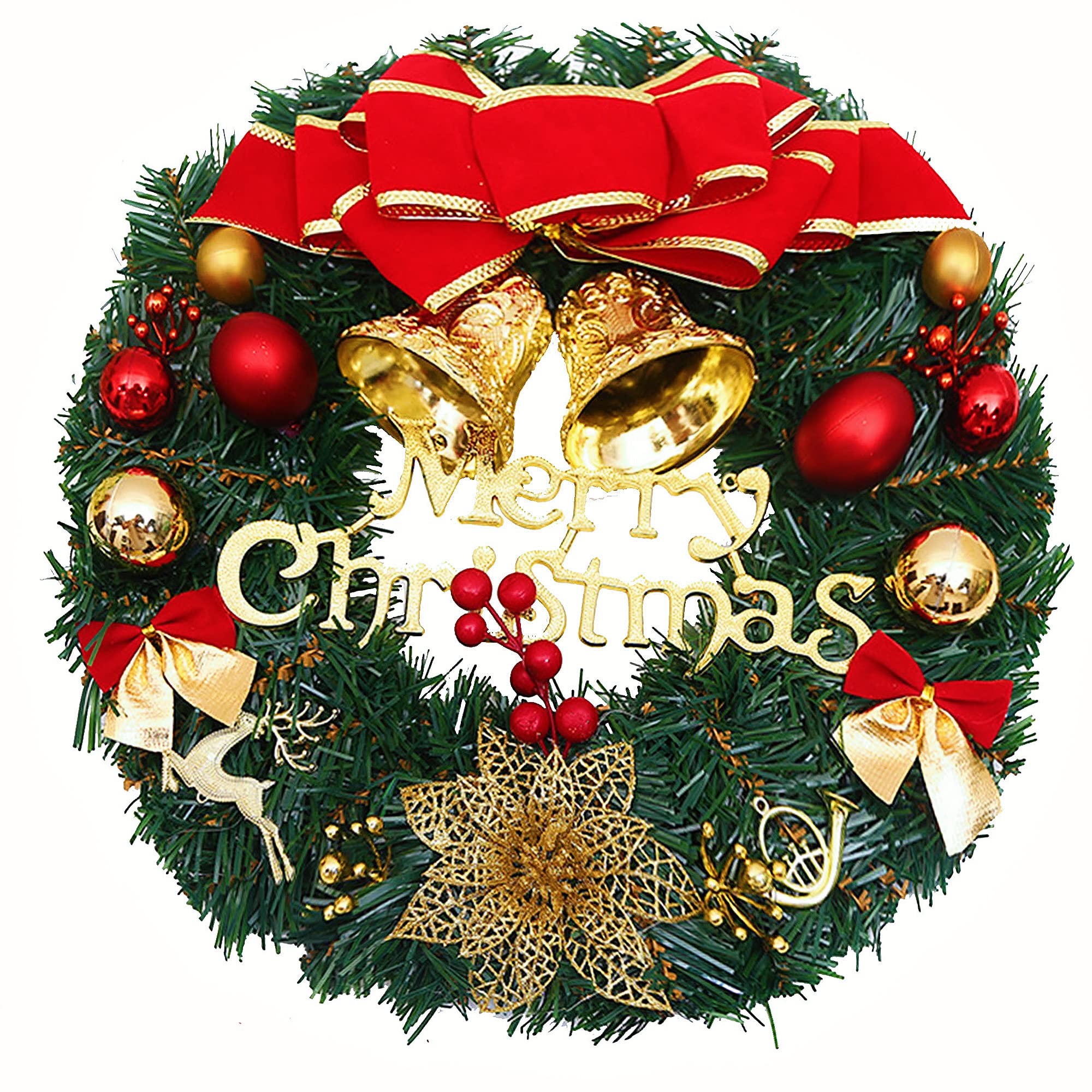 Christmas Wreath, Natural Pine Cone and Berry Decorated Snowflake Wreath Christmas Decoration, Front Door Wall Fireplace Shop Window and Xmas Tree Halloween Decoration, 30 cm