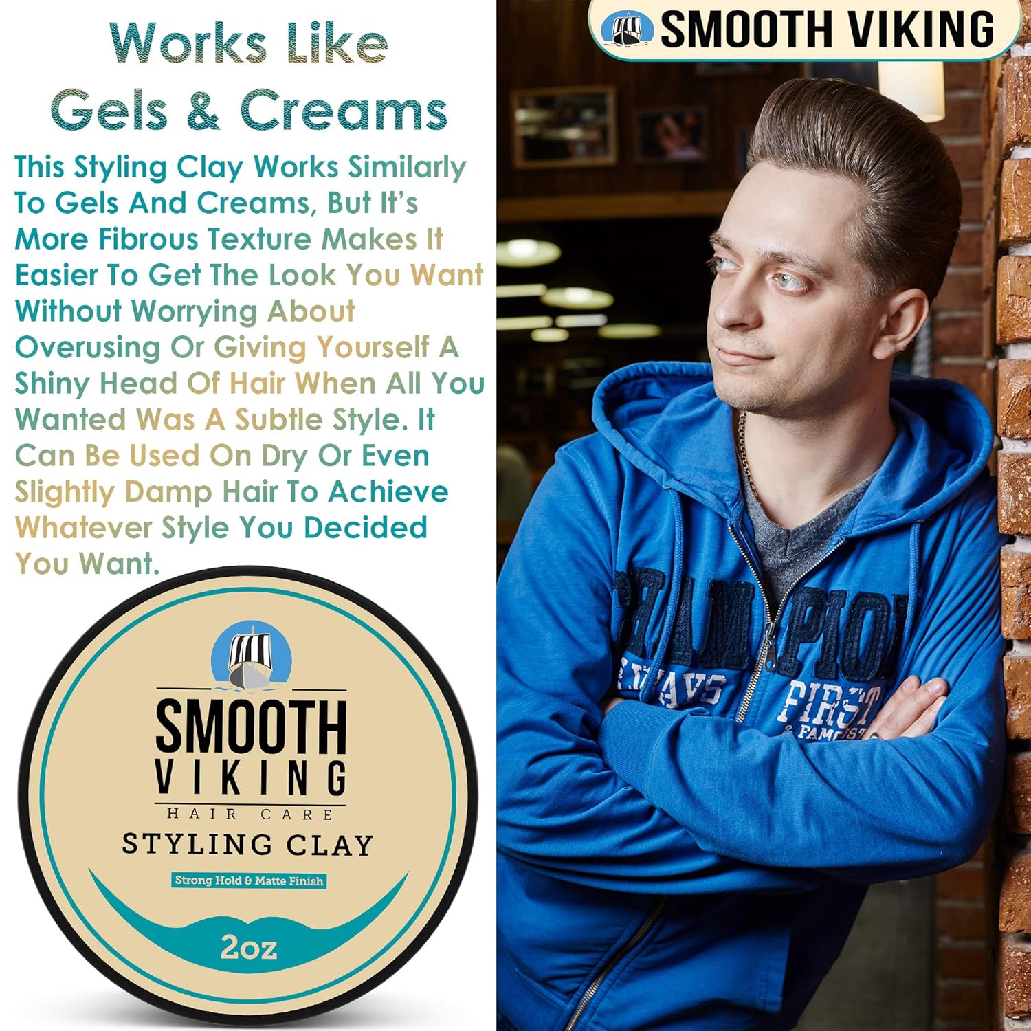 smooth viking hair clay