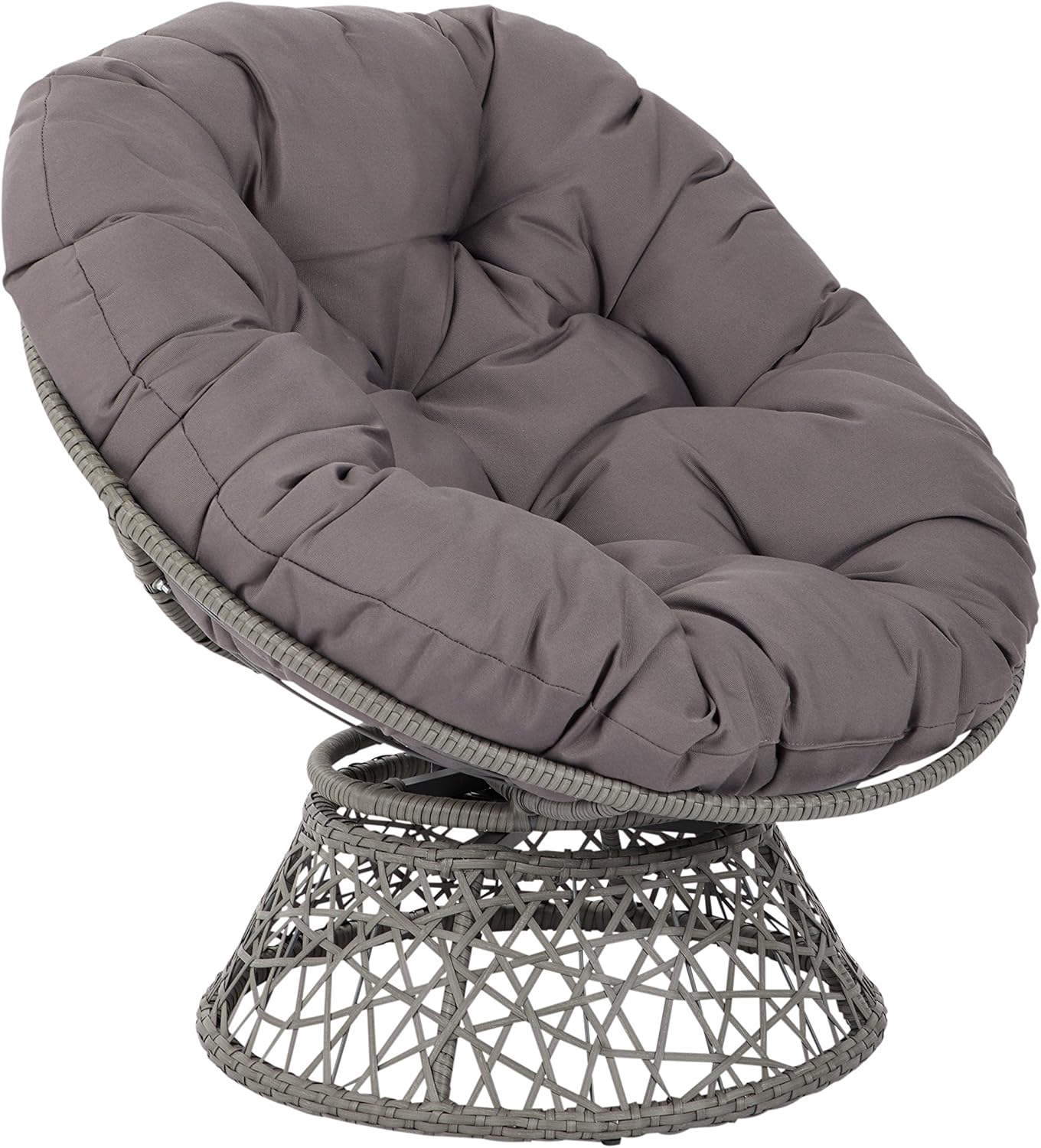 OSP Home Furnishings Papasan Chair with 360-degree Swivel, Grey Cushion Frame: Furniture & Decor