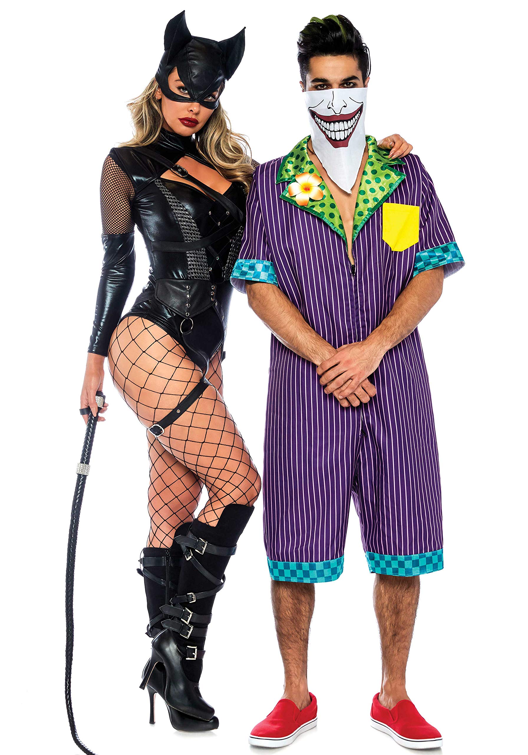 Leg Avenue womens 2 Pc Villainess Vixen Bodysuit Costume With Attached Garter, Hooded Mask