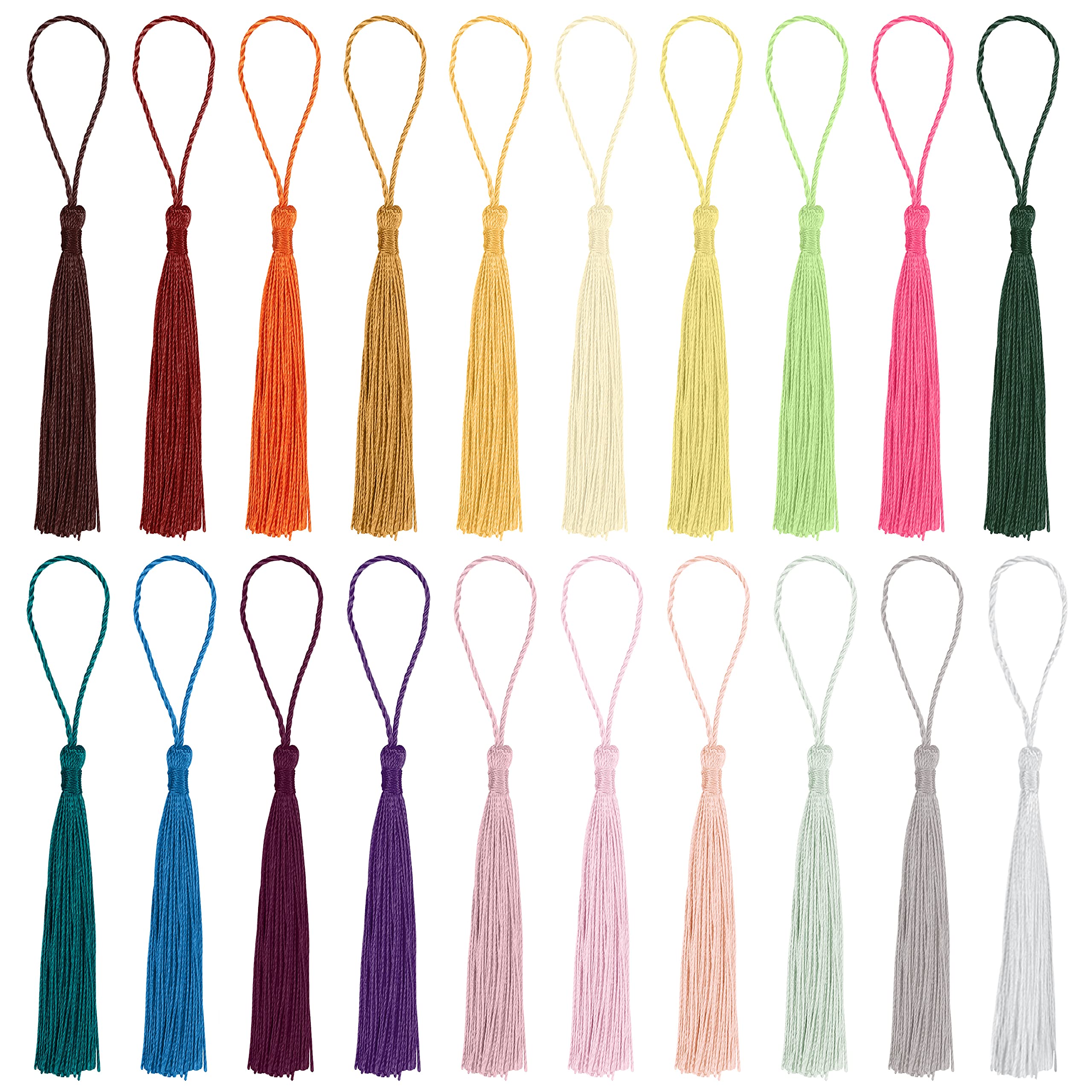 Handi Stitch Silky Handmade Tassels (300 Pieces) - 13cm / 5 inches - 20 colours - Soft Floss Bookmark Tassels with Cord Loop for Jewellery Making, DIY Projects, Craft Accessory, and Bookmark Pendants