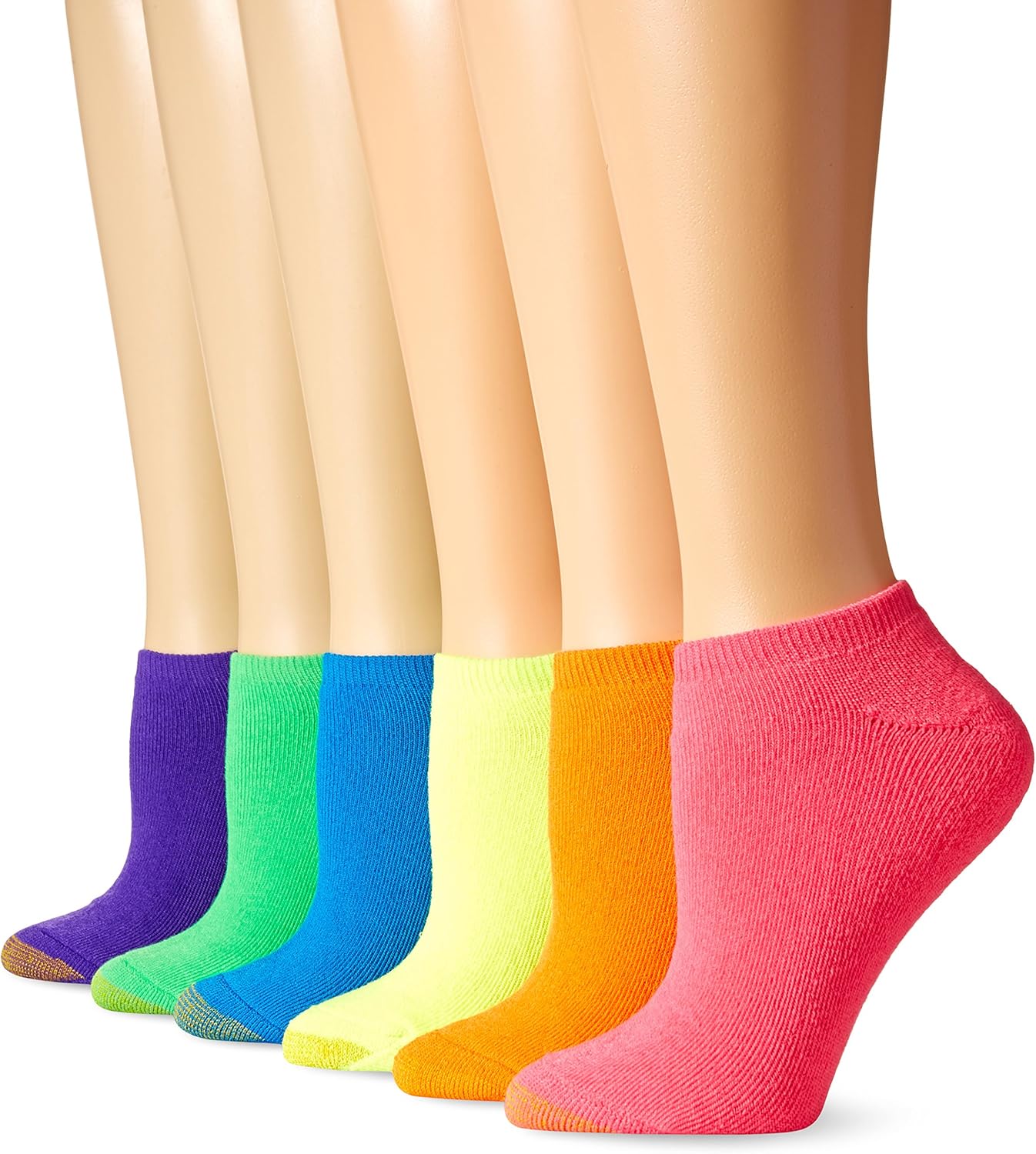Gold Toe Women's Sport Cushion No Show Sock, 6 Pairs, Hot Mixed, Shoe