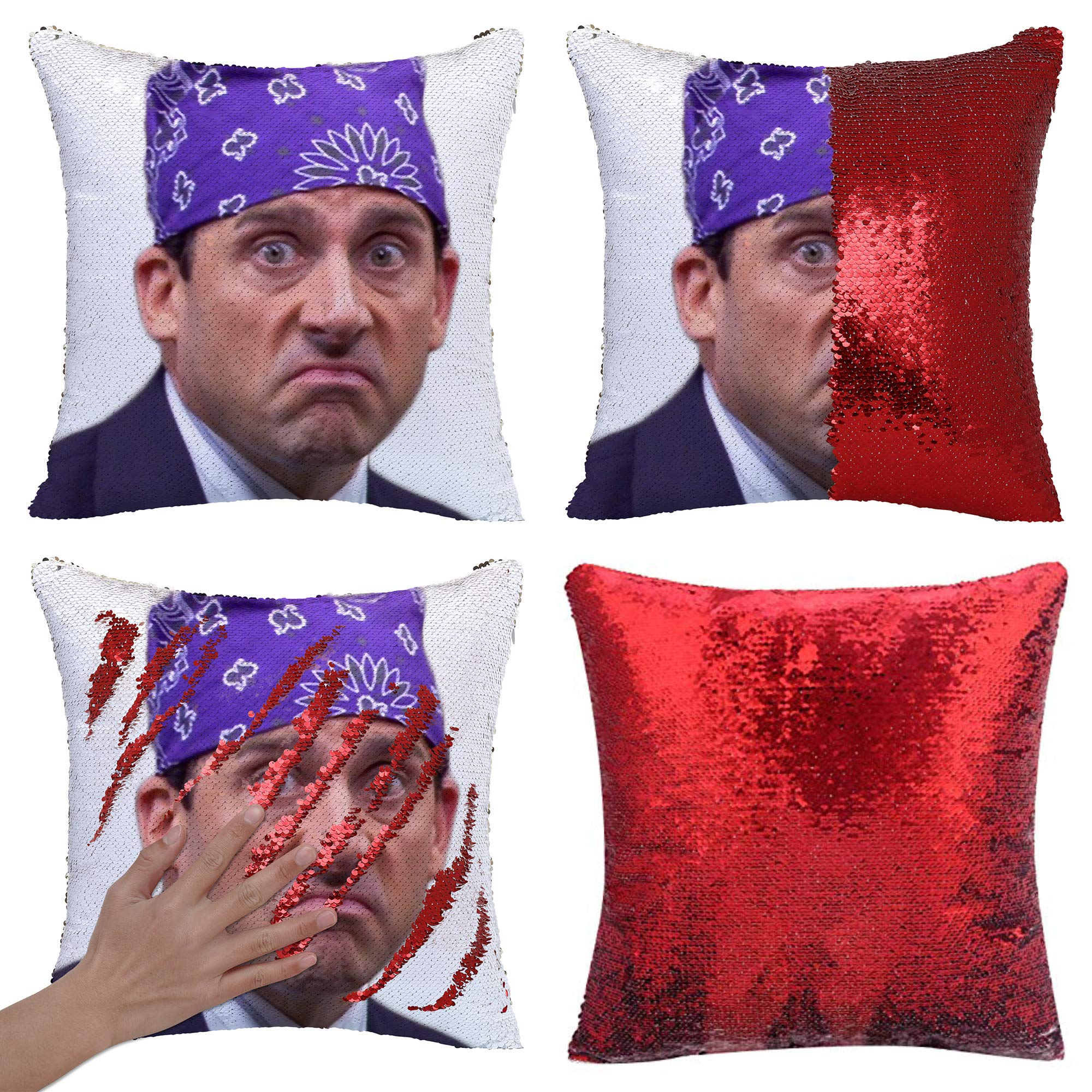 Prison Mike Magic Reversible Sequin Pillow Cases Mermaid Pillow Cases Throw Pillow Covers Cushion Cover Decorative Pillowcase 4040cm(1616") (Red)