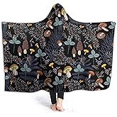 Mushroom Hooded Blanket Mushrooms Gifts for Women Soft Fleece Flannel Dark Wild Forest Mushrooms Throw Wearable Blanket All Season Plant Blankets for Bed Decorative 50