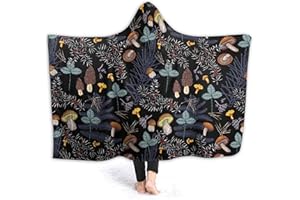 ARTIEMASTER Mushroom Hooded Blanket Mushrooms Gifts for Women Soft Fleece Flannel Dark Wild Forest Mushrooms Throw Wearable Blanket All Season Plant Blankets for Bed Decorative 60"x50" for Teens
