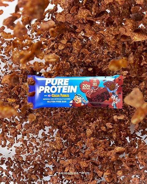 PURE PROTEIN COCOA PEBBLES™ PROTEIN BARS – 20G PROTEIN, 4G SUGAR, 180 CALORIES (4 COUNT) LOW SUGAR* HIGH PROTEIN SNACK – GLUTEN FREE – PERFECT FOR A HEALTHY SNACK.