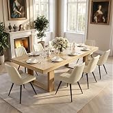 Miereirl 9-Piece Modern Farmhouse Dining Table Set, 86.6" x 47.2" Sturdy Stable Dining Table with 8 Chairs, Rectangular Kitchen Table Set for 8,(Natura Table+8 Beige Chairs)