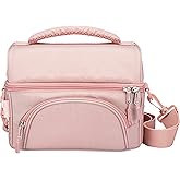 Bentgo Deluxe Lunch Bag - Durable and Insulated Lunch Tote with Zippered Outer Pocket, Internal Mesh Pocket, Padded & Adjustable Straps, & 2-Way Zippers - Fits Most Lunch Boxes (Blush)