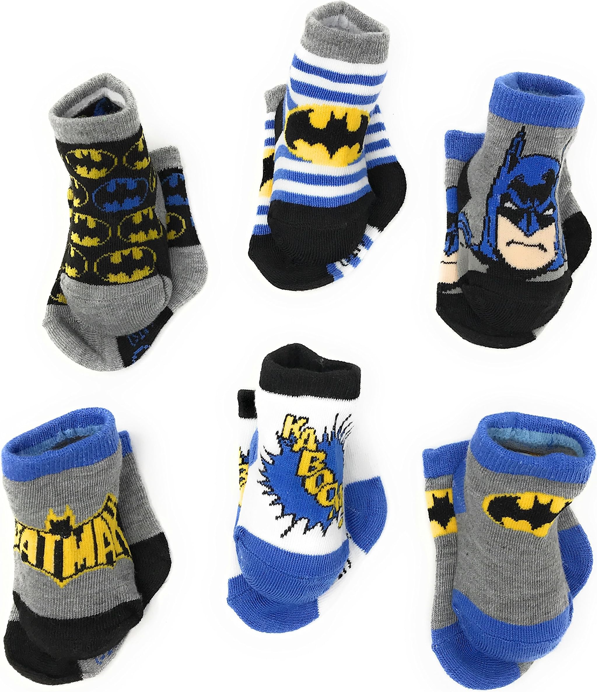 Batman Infant Baby Boys Socks - 6 Pack (12-24 Months)