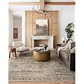 Loloi Layla Collection LAY-03 Olive/Charcoal 7'-6" x 9'-6" .13" Thick Area Rug, Soft, Durable, Vintage Inspired, Distressed, 