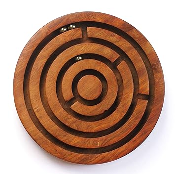 Simple Days 4 inch Wooden Puzzle Ball in a Maze Labyrinth Brain Teaser Fun Board Game for Kids