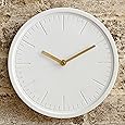 Silent Wall Clock – Ceramic Face – Decorative Modern White - Metallic Gold Hands – Round 10 Inch – Quartz Movement – Easy To Hang – Single AA Battery Powered
