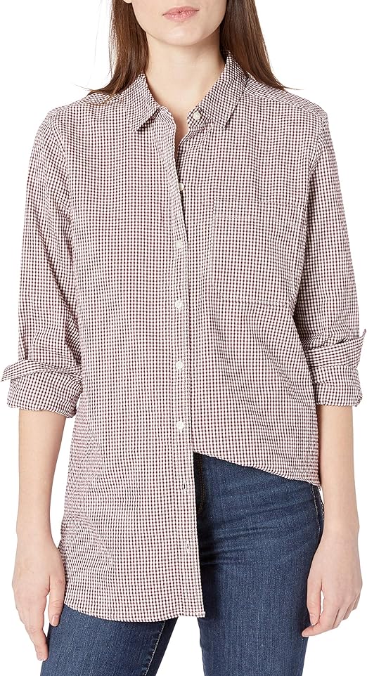 Amazon Brand Goodthreads Women's Seersucker LongSleeve Boyfriend