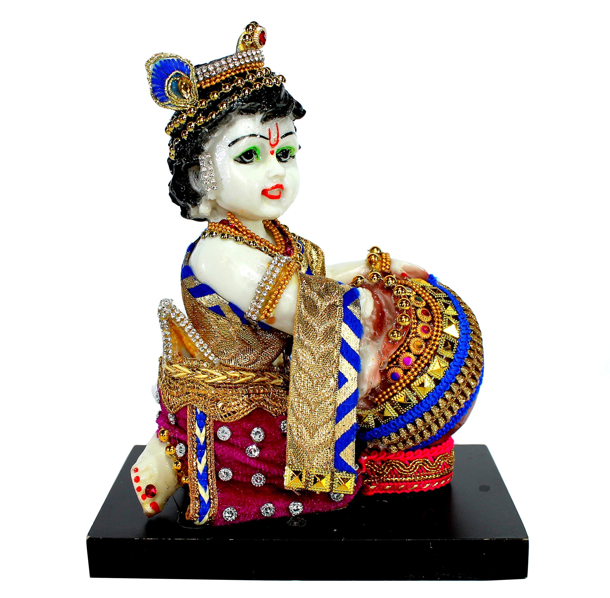 ESPLANADE Hand Carved God Kishan Krishna | Makhan Chor Murti Idol Statue Sculpture (7.5")