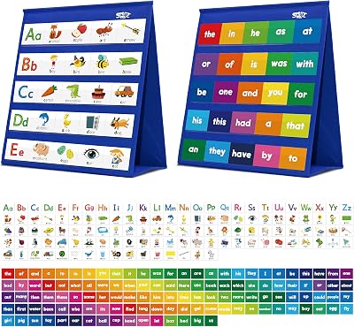 SpriteGru Black Tabletop Pocket Chart with 20x Dry Erase Cards 13 x 12