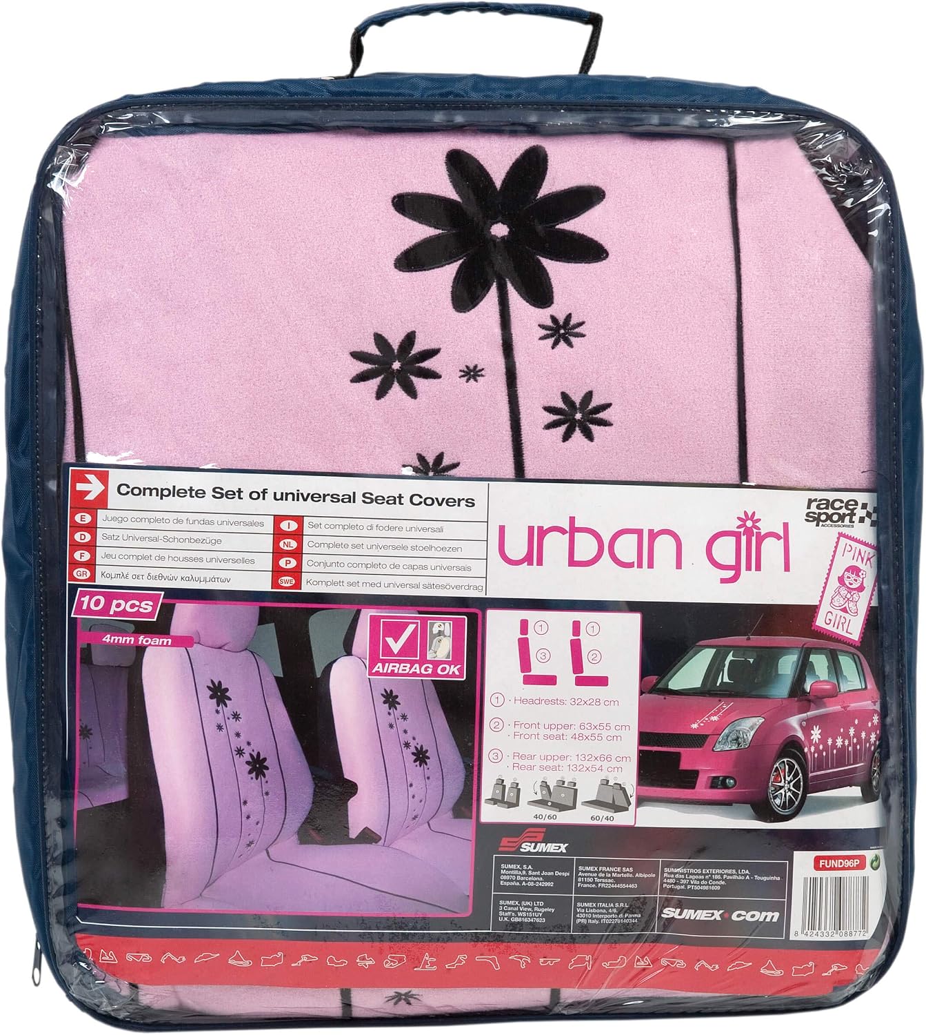 SUMEX FUND96P Universal Seat Cover Set Urban Girl - Pink - Image 3