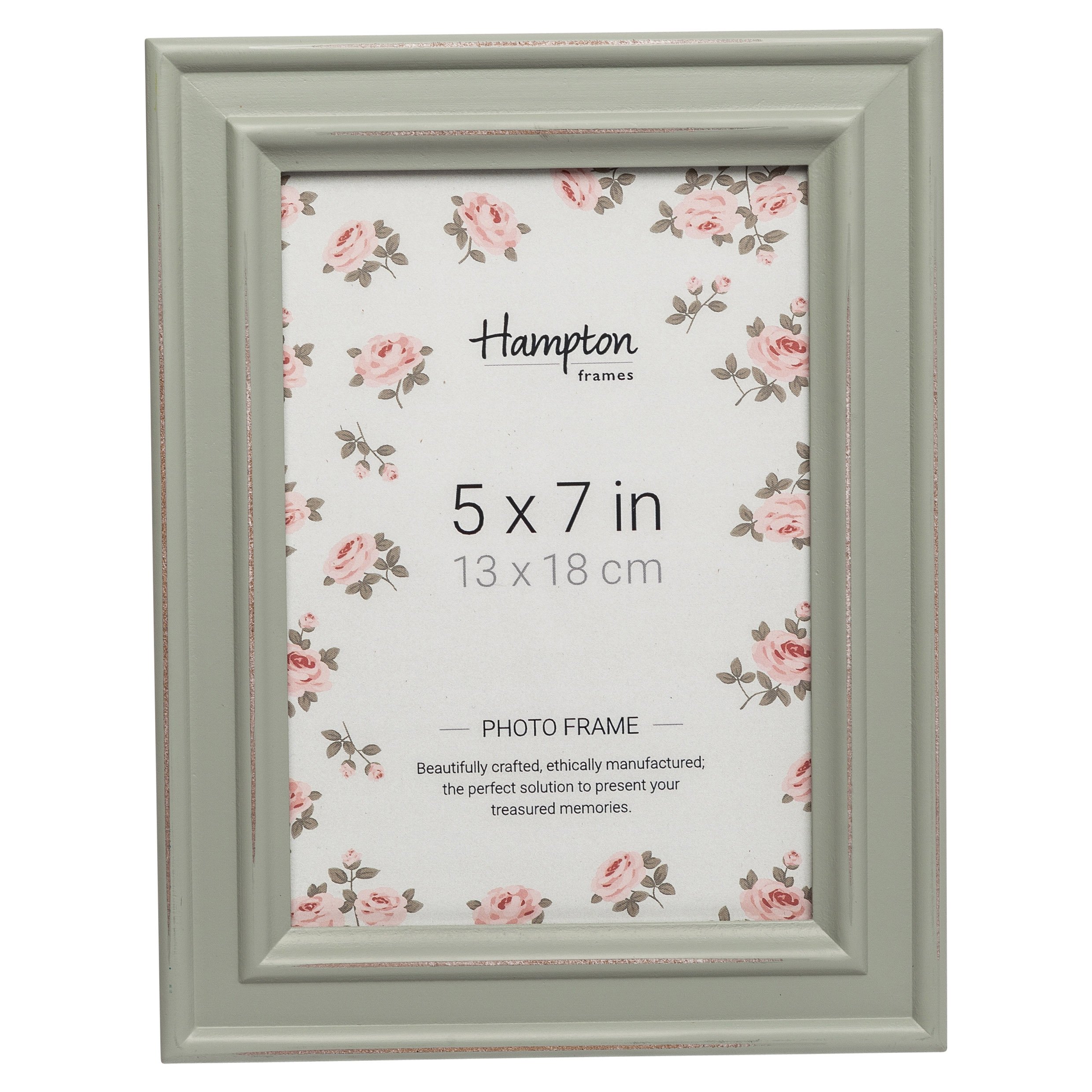Hampton Frames | PALOMA Picture Photo Frame | 5x7 Inch, Sage Green, Distressed Wood | Glass Aperture, Wall or Freestanding, Portrait or Landscape | Home Decor Display