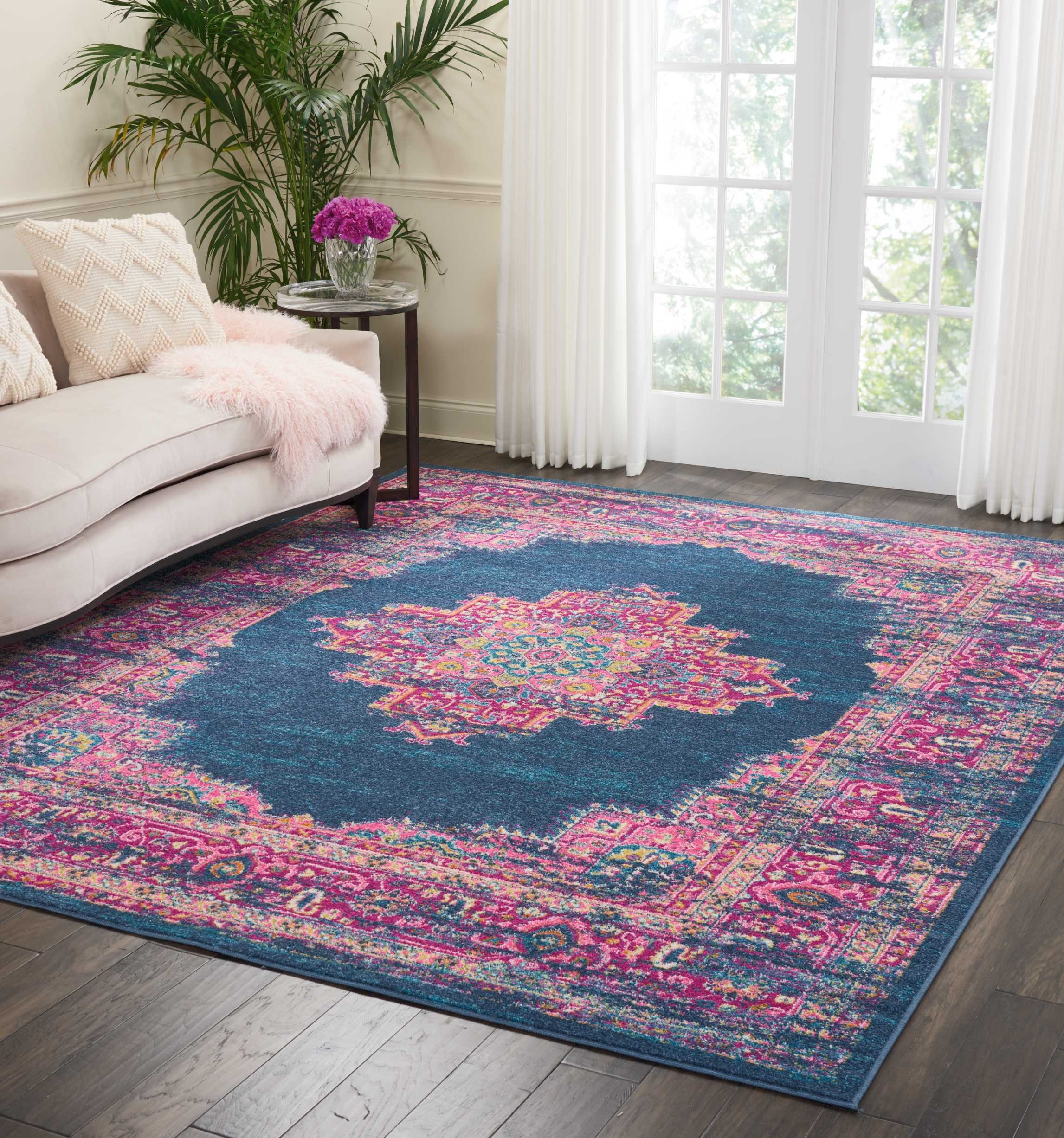 Nourison Passion Distressed Vintage Blue Area Rug 8' x 10' 99446397492