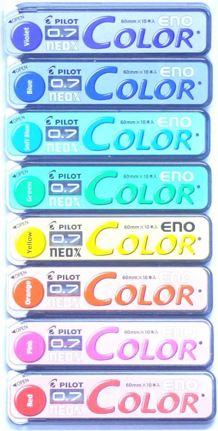 Amazon Com Pilot Color Eno Neox Mechanical Pencil Lead 0 7 Mm 8 Color Set Japan Import Office Products