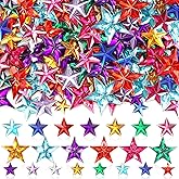 300pcs Star Rhinestones, Colorful Acrylic Flat Back Crystals Table Scatter for Holiday DIY Crafts Christmas Independence Day Veterans Memorial Day Birthday Home Party Decorations (3 Sizes)