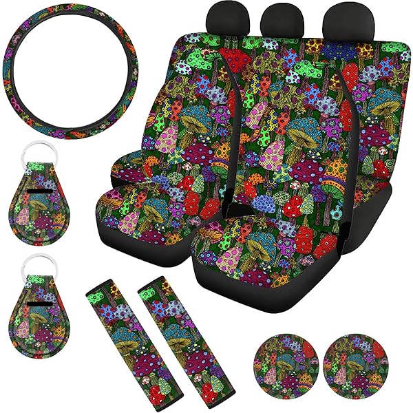 WEB限定カラー有 ZFRXIGN Rainbow Mushroom Car Seat Covers Full Set for SUV Trunk Decorative Front and