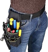 BAIGIO Small Tool Pouch Canvas Belt Bag with Adjustable Strap for DIY view 6