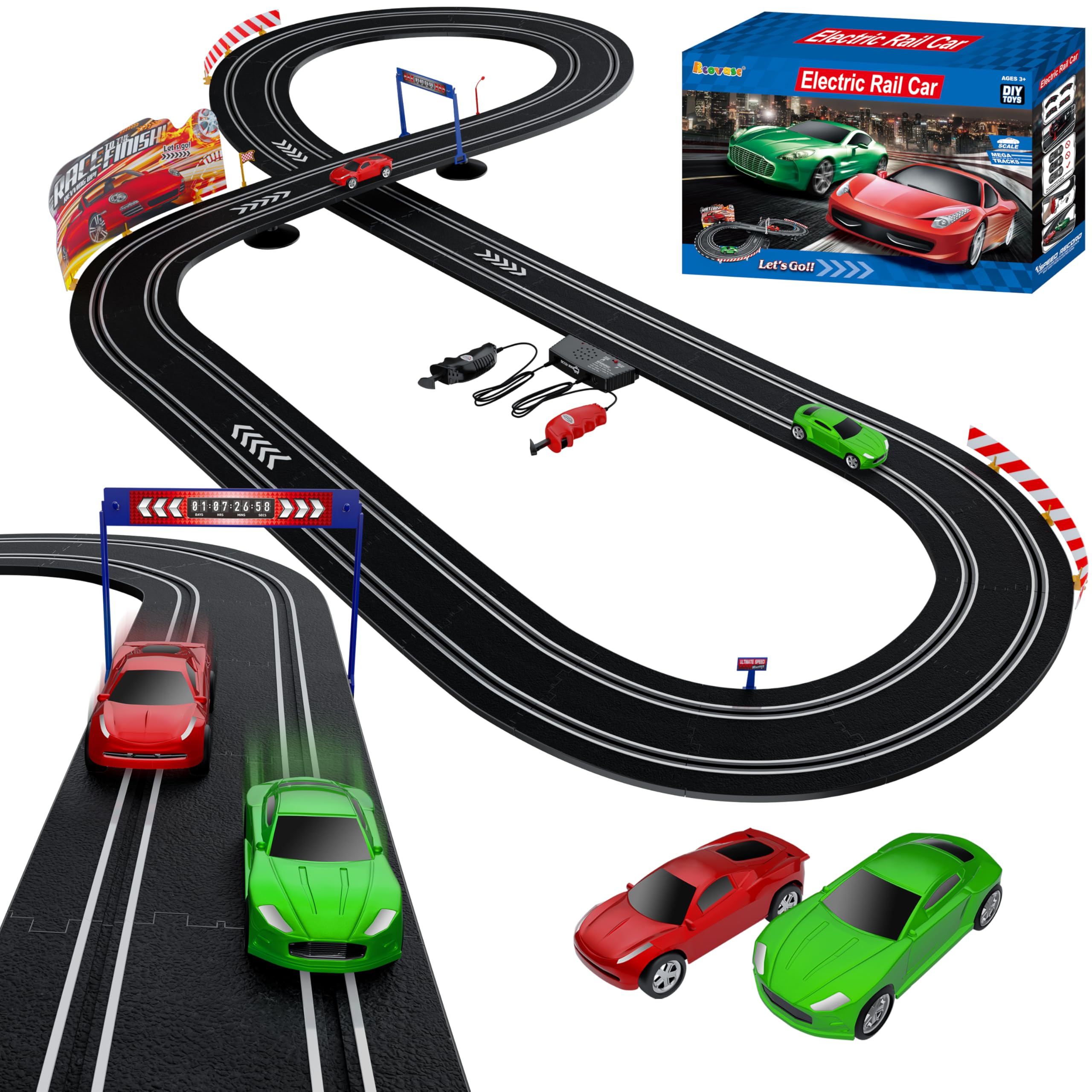 Photo 1 of **FOR PARTS/MISSING ASSEMBLY PIECES** Rcovasc Kids Toy-Electric Powered Slot Car Race Track Set, Hot Wheels Track, Race Track Car Garage, Boys Toys, Race Tracks for kids ages 4-8, for 5 6 7 8-12 Year Old Boy Girl Best Gifts