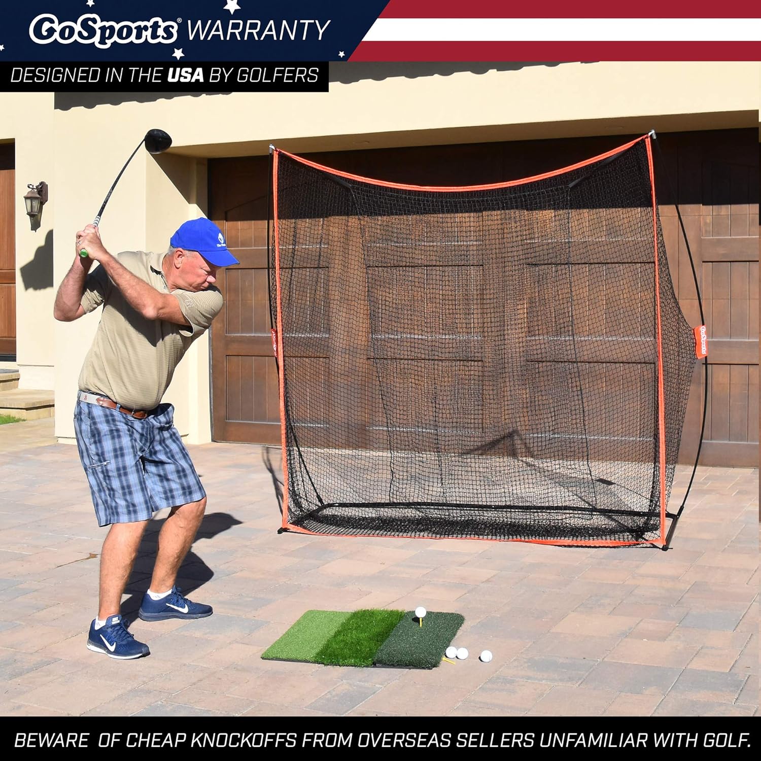 GoSports Tri-Turf XL Golf Practice Hitting Mat - Huge 24" x 24" Turf Mat for Indoor Outdoor Training, Green : Sports & Outdoors