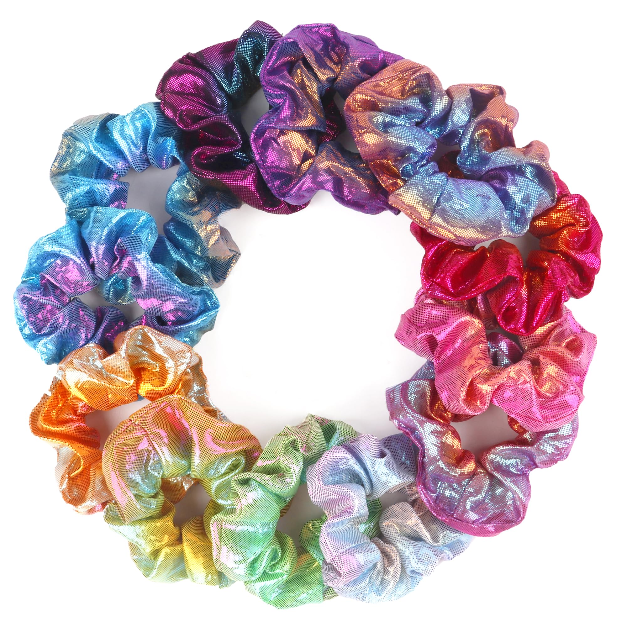 Photo 1 of 12 Pcs Scrunchies for Women, Cute Bulk Hair Scrunchie, Shiny Metallic Elastic Hair Bands, Girls Hair Accessories for Ponytail Holder, Colorful Hair Scrunchies for Girls Party Favors