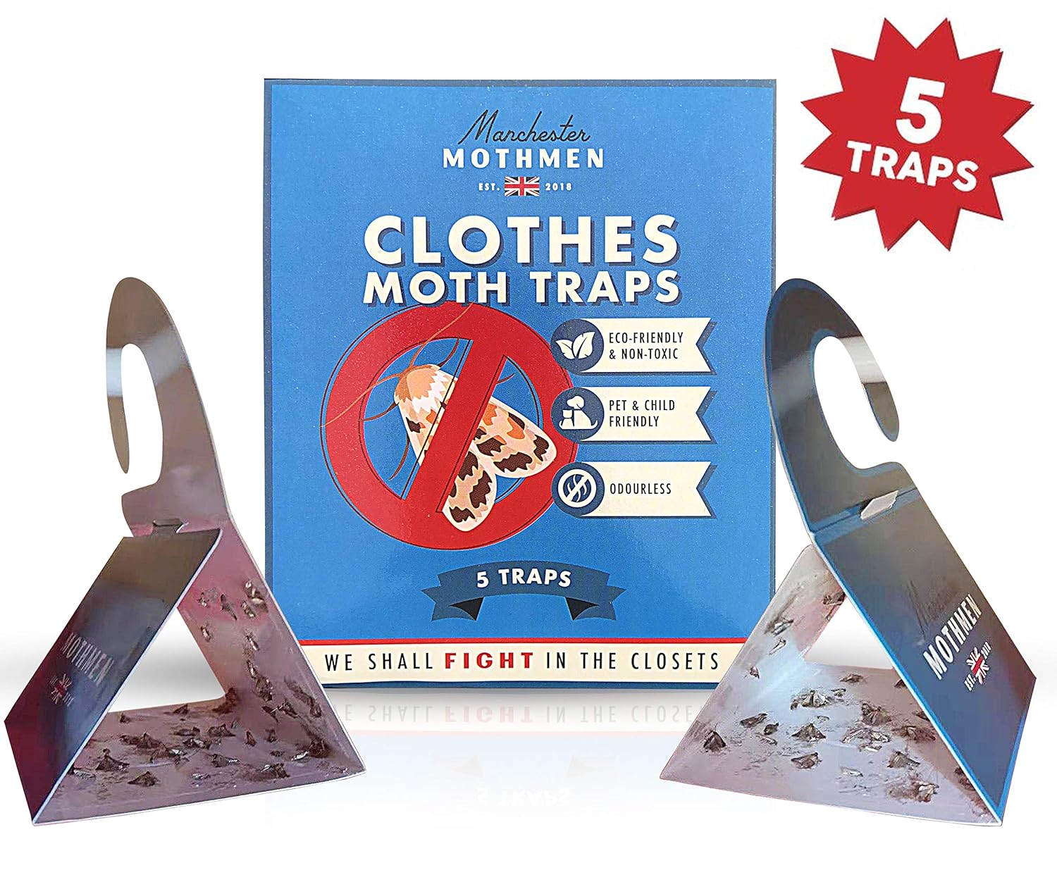 Manchester Mothmen MOTH TRAP FOR WARDROBE 5 Clothes Moth Traps With