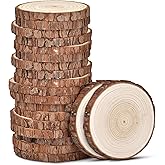LESUMI Unfinished Natural Wood Slices with Bark - 20 Pcs 3.5-4 inch Wood Craft kit, DIY Kids Arts and Crafts Coasters Christm