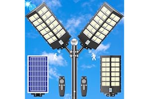 loyoele Solar Street Lights Outdoor Waterproof 8000W 300000 Lumens Solar Parking Lot Light Dusk to Dawn, Solar Power Lights with Motion Sensor for Yard, Garden, Walk Way (2Pack)
