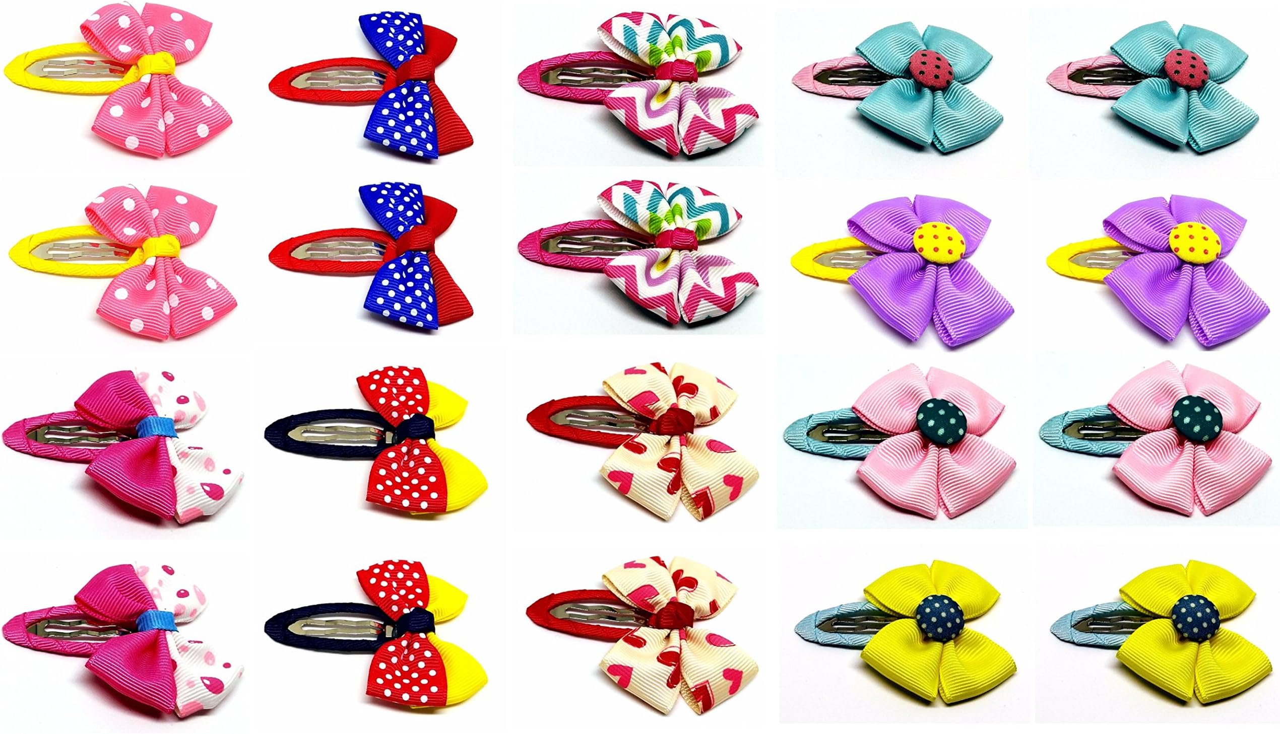 Gugzy® Handmade Bowknot Hair Clips Barrettes, Bow Barrettes Hair Snaps Bowknot Hair Clips for Baby Girls Kids Toddler, Bowtie Kids Hair Snap Clips (20pc Set1)