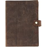 Refillable Leather Journal, Premium Lined A5 Writing Notebook Cover, Pen Holder & Card Slot, 200 Pages, 9 x 6 Inches Leather Bound Journal for Men & Women, Best Gift for Travel Diary