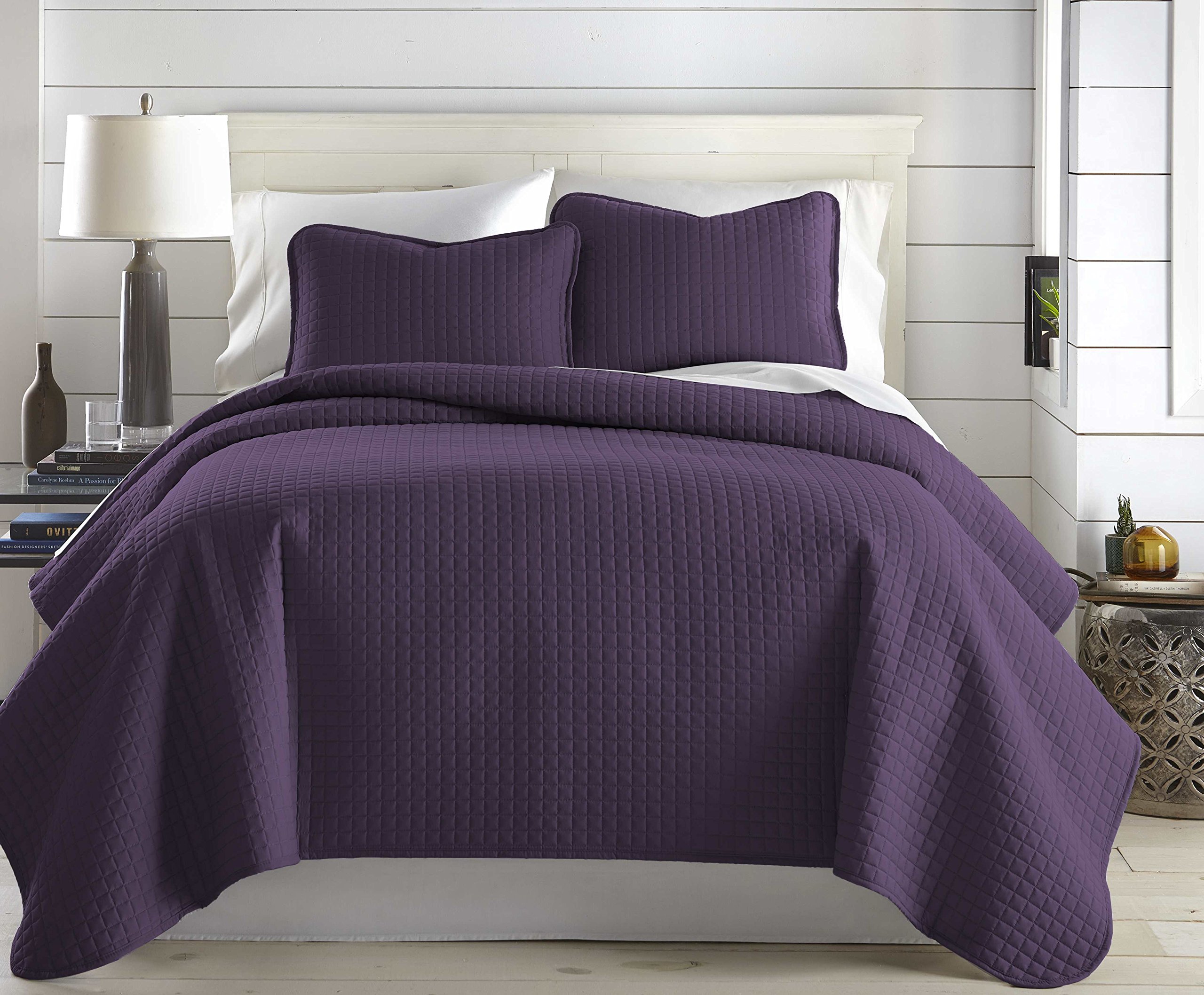 Southshore Fine Linens - Vilano Springs Oversized 2 Piece Quilt Set, Twin/Twin XL, Purple