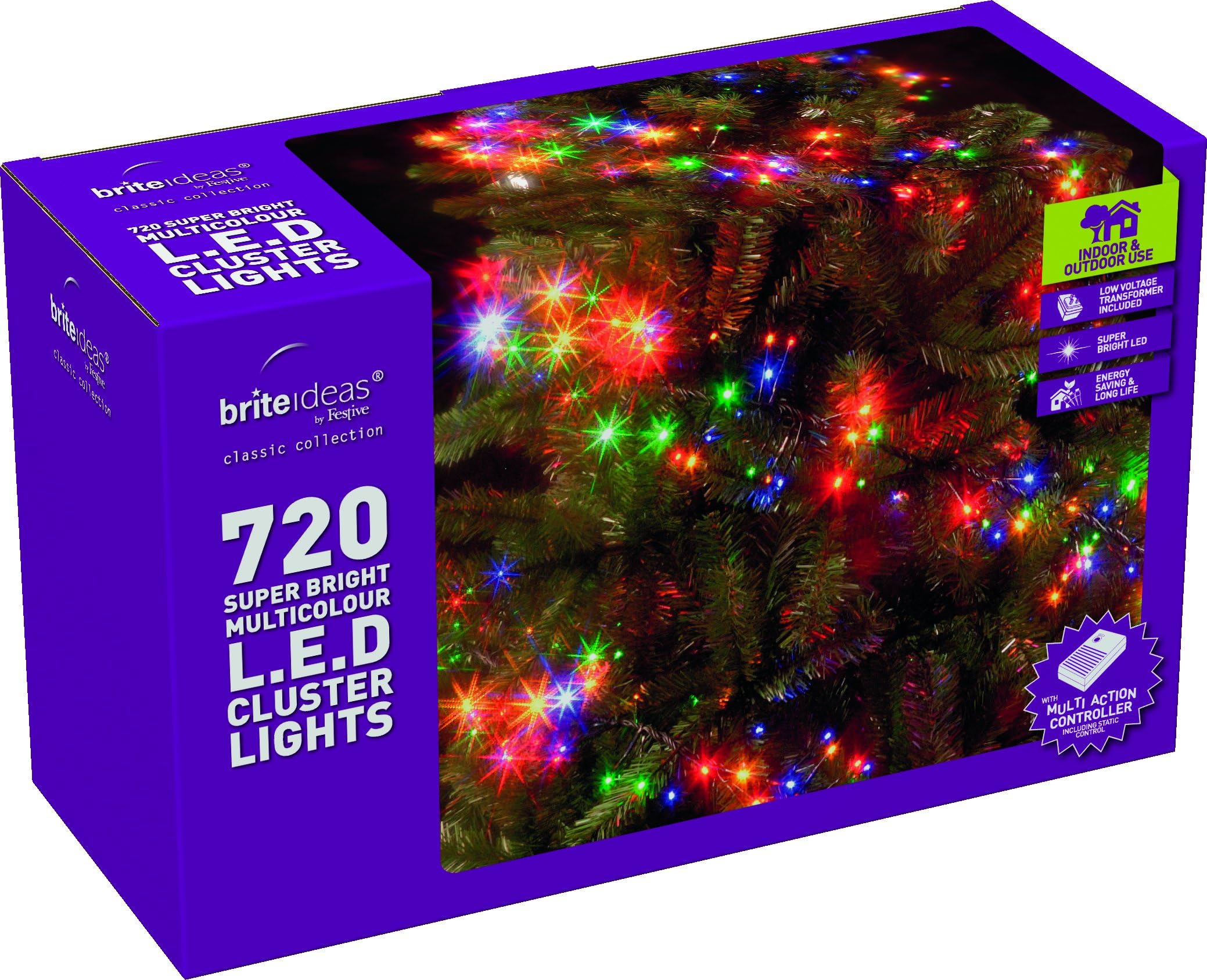 Brite Ideas Festive Productions Cluster 720 LED Lights - Multicolour